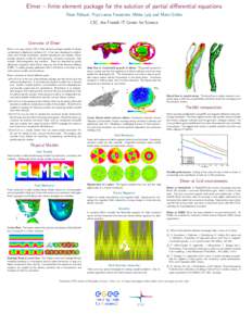 Elmer – finite element package for the solution of partial differential equations Peter R˚ aback, Pirjo-Leena Forsstr¨om, Mikko Lyly and Matti Gr¨ohn CSC, the Finnish IT Center for Science  Overview of Elmer