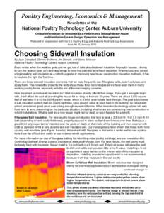 Poultry Engineering, Economics & Management Newsletter of the National Poultry Technology Center, Auburn University Critical Information for Improved Bird Performance Through Better House and Ventilation System Design, O