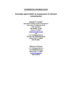 Supporting information for: Emerging Opportunities in Management of Selenium Contamination