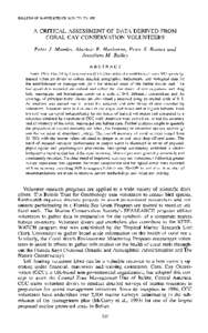 BULLETIN OF MARINE SCIENCE, 56(3): ,  1995 A CRITICAL ASSESSMENT OF DATA DERIVED FROM CORAL CAY CONSERVATION VOLUNTEERS