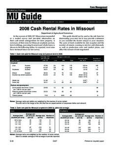 Farm Management AGRICULTURAL MU Guide  PUBLISHED BY MU EXTENSION, UNIVERSITY OF MISSOURI-COLUMBIA