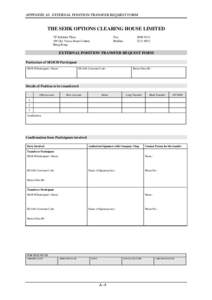 APPENDIX A5. EXTERNAL POSITION TRANSFER REQUEST FORM  THE SEHK OPTIONS CLEARING HOUSE LIMITED 7/F Infinitus Plaza 199 Des Voeux Road Central Hong Kong