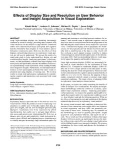 Effects of Display Size and Resolution on User Behavior and Insight Acquisition in Visual Exploration