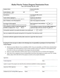 Alaska Priority Training Program Nomination Form