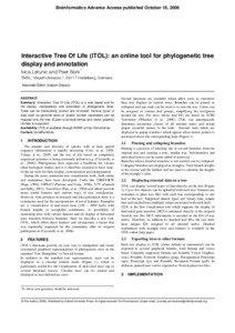 Bioinformatics Advance Access published October 18, 2006  Interactive Tree Of Life (iTOL): an online tool for phylogenetic tree