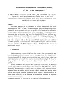 Measurement of excitation functions of proton induced reactions