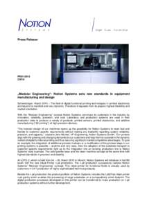 Press Release  PR01-2015 CW10  „Modular Engineering“- Notion Systems sets new standards in equipment