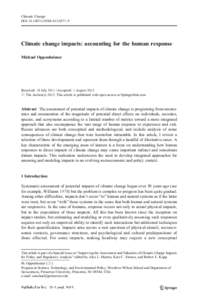 Climatic Change DOI[removed]s10584[removed]Climate change impacts: accounting for the human response Michael Oppenheimer