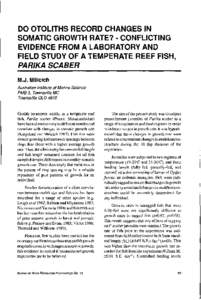 DO OTOLITHS RECORD CHANGES IN SOMATIC GROWTH RATE? CONFLICTING EVIDENCE FROM A LABORATORY AND FIELD STUDY OF A TEMPERATE REEF FISH, PARlKA SCA BER