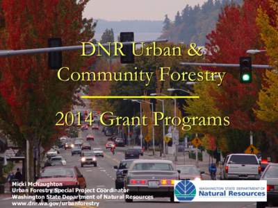 DNR Urban & Community Forestry 2014 Grant Programs Micki McNaughton Urban Forestry Special Project Coordinator