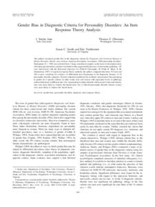 Journal of Abnormal Psychology 2007, Vol. 116, No. 1, 166 –175 Copyright 2007 by the American Psychological Association 0021-843X/07/$12.00 DOI: 843X