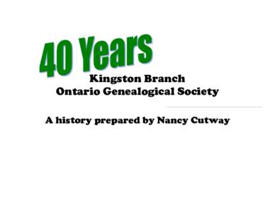 Kingston Branch, Ontario Genealogical Society