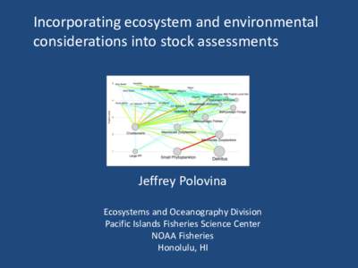 Incorporating ecosystem and environmental considerations into stock assessments Jeffrey Polovina Ecosystems and Oceanography Division Pacific Islands Fisheries Science Center