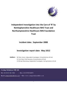 Independent Investigation into the Care and Treatment of R by Northamptonshire Healthcare NHS Foundation Trust