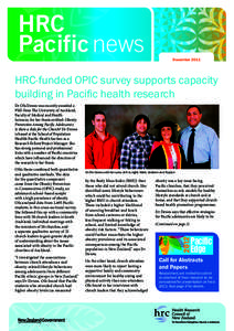 HRC Pacific news December 2011 HRC-funded OPIC survey supports capacity building in Pacific health research