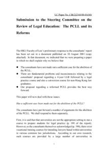 LC Paper No. CB[removed])  Submission to the Steering Committee on the Review of Legal Education: The PCLL and its Reforms