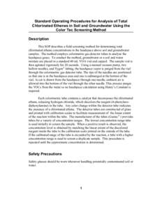 Standard Operating Procedures for Analysis of Total Chlorinated Ethenes in Soil and Groundwater Using the Color Tec Screening Method