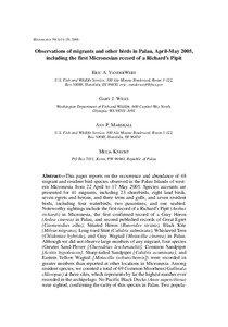 Ornithology / Geography of Oceania / Palau / Common Moorhen / Lake Ngardok / Pectoral Sandpiper / Wood Sandpiper / Babeldaob / Southwest Islands / Fauna of Asia / States of Palau / Birds of Western Australia