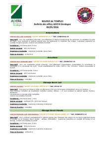 BOURSE de l’EMPLOI Bulletin des offres ADEFA DordogneArboriculture CANTON ISLE LOUE AUVEZERE