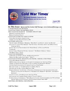 Cold War Times - August[removed]Vol. 8, Issue 3