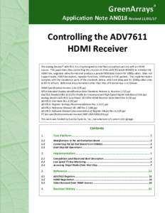 GreenArrays®  AN018 Controlling the ADV7611 HDMI Receiver Application Note AN018 Revised