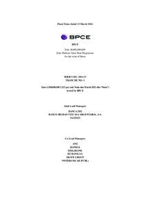 Final Terms dated 13 3 March[removed]BPCE Euro 40,000,000,000 Euro Medium Term Note Programme