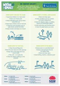 BE WATER SMART! Share these Water Safety tips with your family and friends to keep them safe when in and around water.  www.royallifesaving.com.au