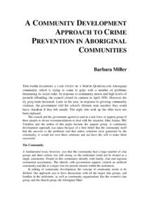 A community development approach to crime prevention in Aboriginal communities