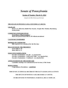 Temple Ohev Sholom / Pennsylvania State Senate / Bill / United States House of Representatives / Government / United States Senate / Law