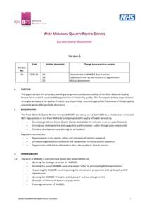 WEST MIDLANDS QUALITY REVIEW SERVICE ESTABLISHMENT AGREEMENT Version 6 Date