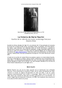 La historia de Marie Heurtin. Alejandro Oviedo, 2008  Marie Heurtin (izq.) junto a su hermana Marthe, en 1921