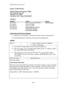 WSDOT/ACEC Structures Team  January 8, 2010 Meeting WSDOT Bridge and Structures Office 7345 Linderson Way SW Tumwater, WA 98501
