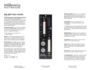 Millennia  Music & Media Systems AD-596 User Guide