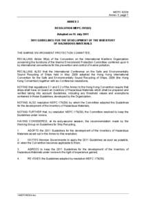 MEPC[removed]Annex 3, page 1 ANNEX 3 RESOLUTION MEPC[removed]Adopted on 15 July[removed]GUIDELINES FOR THE DEVELOPMENT OF THE INVENTORY