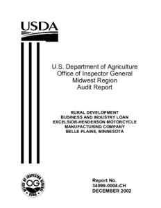 U.S. Department of Agriculture Office of Inspector General Midwest Region Audit Report  RURAL DEVELOPMENT