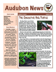 Audubon News What’s Inside Monthly Meeting Field Trips 	 Bog Turtle Info	 Conservation Tip