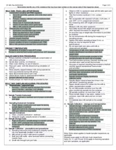 DY-356 (Rev[removed]Items below identify any of the violations that may have been written on the reverse side of this inspection sheet. MILK TANK TRUCK AND APPURTENCES 1. Construction complies with PMO regulation ...