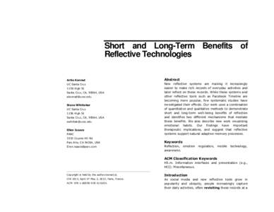 Short and Long-Term Benefits of Reflective Technologies Artie Konrad Abstract