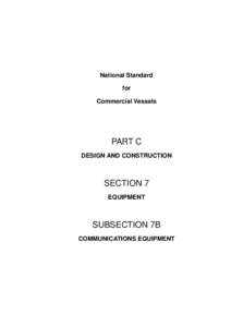 National Standard for Commercial Vessels PART C DESIGN AND CONSTRUCTION