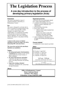 Legislation Process Course Application Form