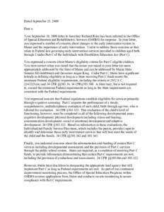 Dated September 25, 2000 Dear x: Your September 19, 1999 letter to Secretary Richard Riley has been referred to the Office of Special Education and Rehabilitative Services (OSERS) for response. In your letter, you expres