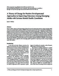 Science / Abnormal psychology / Mental disorder / Psychopathology / Sociology / Developmental psychology / Best practice / Psychology / Positive youth development / Behavior / Psychiatry / Behavioural sciences