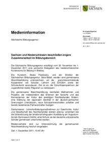 Medieninformation  Ihr Ansprechpartner Lutz Steinert  Sächsische Bildungsagentur