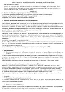 COMPTE RENDU DU CONSEIL MUNICIPAL DU VENDREDI 20 JUIN 2014 A 20 HEURES Date convocation[removed]Présents : 15 : Jean-Paul LARDY. Michel BUGAUD. Frédéric WOLFANGEL. Arnaud BERAT. Maurice BOCCARD. Thierry BOURNE. And