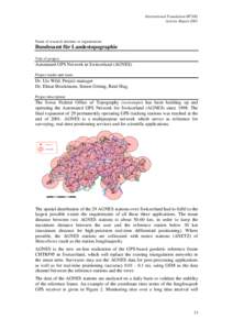 International Foundation HFSJG Activity Report 2001 Name of research institute or organization:  Bundesamt für Landestopographie