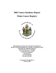 2003 Cancer Incidence Report