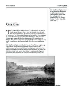 Water Matters!  Gila River | 25-1 “The Gila River is highly prized