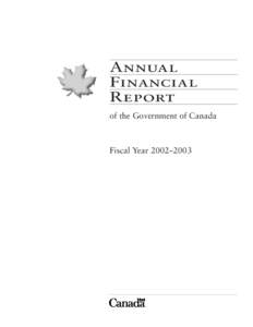 Annual Financial Report of the Government of Canada  Fiscal Year 2002–2003