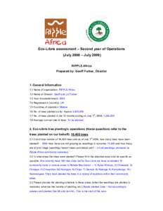 Eco-Libris assessment – Second year of Operations (July 2008 – JulyRIPPLE Africa Prepared by: Geoff Furber, Director  1. General Information