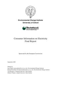 Sustainability and the Future of European Electricity Policy